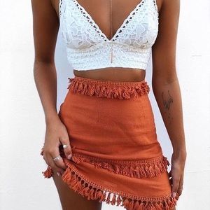 Boho tassel mini skirt